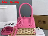 Jacquemus Le Chiquito Mini Leather and Wicker Bag Pink Replica