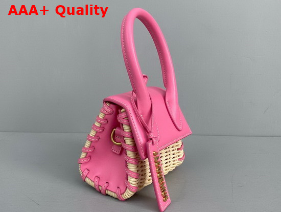 Jacquemus Le Chiquito Mini Leather and Wicker Bag Pink Replica