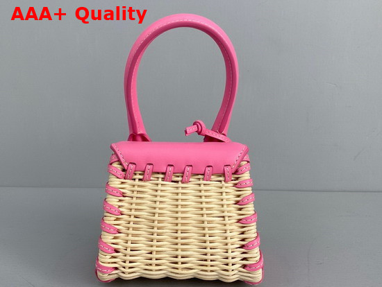 Jacquemus Le Chiquito Mini Leather and Wicker Bag Pink Replica