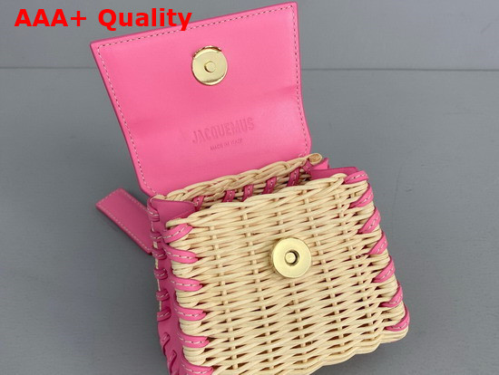 Jacquemus Le Chiquito Mini Leather and Wicker Bag Pink Replica