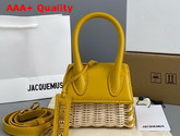 Jacquemus Le Chiquito Mini Leather and Wicker Bag Yellow Replica