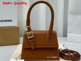 Jacquemus Le Chiquito Moyen Boucle Le Chouchou Signature Buckled Handbag in Light Brown Smooth Leather Replica