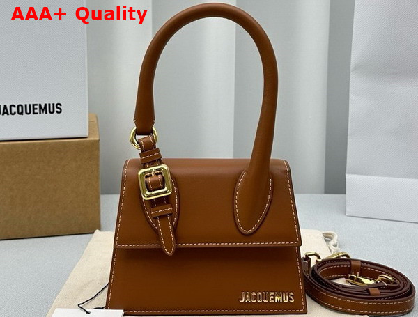 Jacquemus Le Chiquito Moyen Boucle Le Chouchou Signature Buckled Handbag in Light Brown Smooth Leather Replica