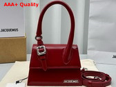 Jacquemus Le Chiquito Moyen Boucle Le Chouchou Signature Buckled Handbag in Red Patent Leather Replica