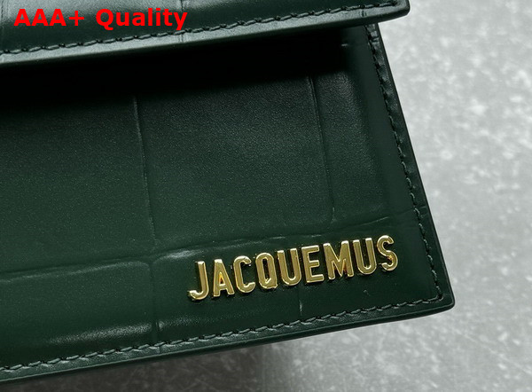 Jacquemus Le Chiquito Moyen Boucle Les Sculptures Signature Buckled Handbag in Dark Green Croc Embossed Structured Leather Replica