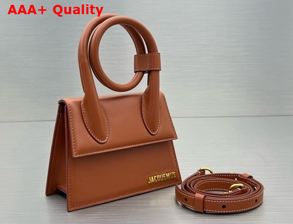 Jacquemus Le Chiquito Noeud Les Classiques Coiled Handbag in Light Brown Smooth Leather Replica