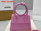 Jacquemus Le Chiquito Noeud Les Classiques Coiled Handbag in Neon Pink Smooth Leather Replica