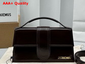 Jacquemus Le Grand Bambino Crossbody Flap Bag in Dark Brown Glazed Leather Replica