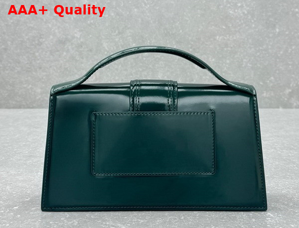 Jacquemus Le Grand Bambino Crossbody Flap Bag in Dark Green Glazed Leather Replica