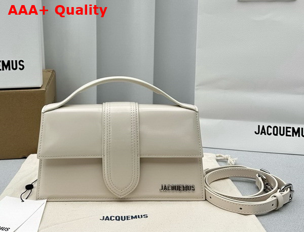 Jacquemus Le Grand Bambino Crossbody Flap Bag in Ivory Glazed Leather Replica