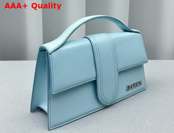 Jacquemus Le Grand Bambino Crossbody Flap Bag in Light Blue Glazed Leather Replica