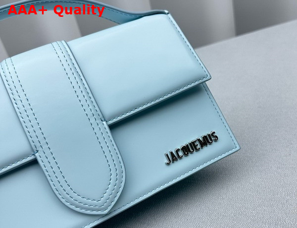 Jacquemus Le Grand Bambino Crossbody Flap Bag in Light Blue Glazed Leather Replica