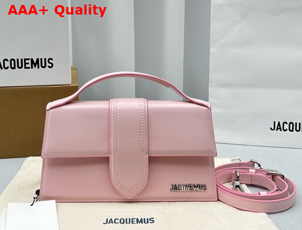 Jacquemus Le Grand Bambino Crossbody Flap Bag in Light Pink Glazed Leather Replica