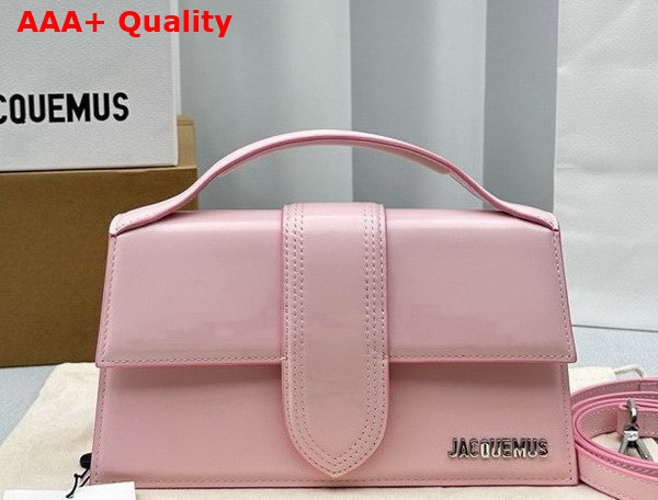 Jacquemus Le Grand Bambino Crossbody Flap Bag in Light Pink Glazed Leather Replica