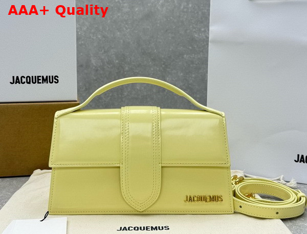 Jacquemus Le Grand Bambino Crossbody Flap Bag in Pale Yellow Glazed Leather Replica