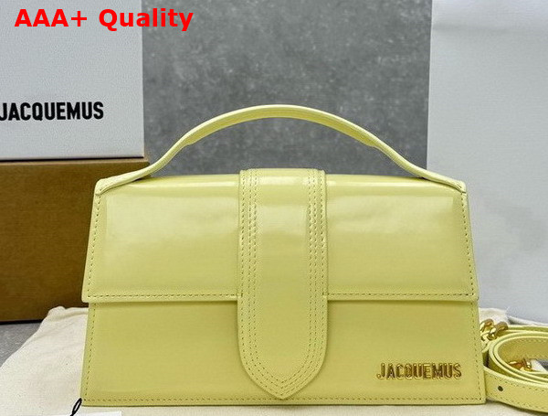 Jacquemus Le Grand Bambino Crossbody Flap Bag in Pale Yellow Glazed Leather Replica