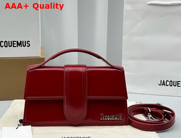 Jacquemus Le Grand Bambino Crossbody Flap Bag in Red Patent Leather Replica