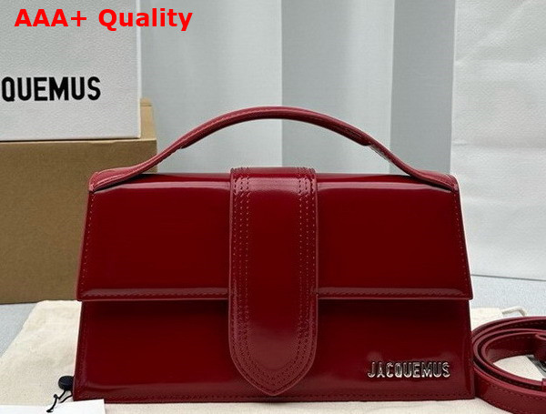 Jacquemus Le Grand Bambino Crossbody Flap Bag in Red Patent Leather Replica