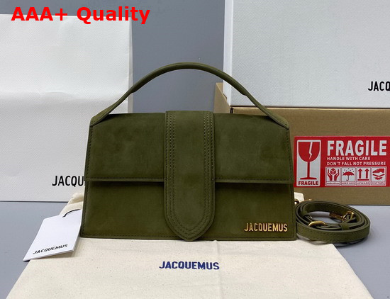 Jacquemus Le Grand Bambino Dark Green Suede Leather Replica