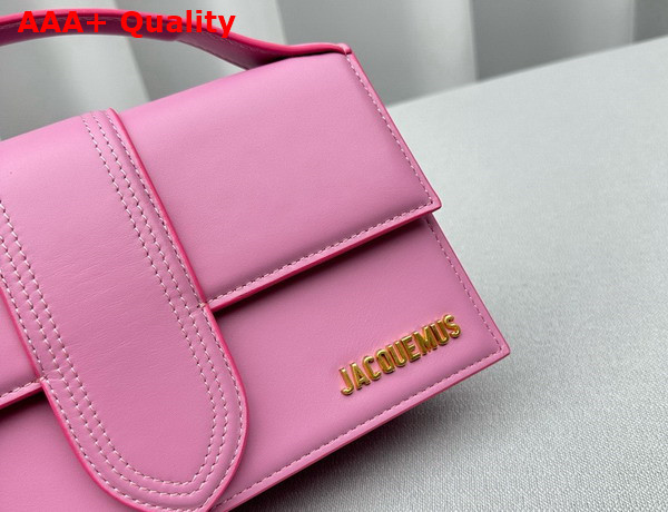 Jacquemus Le Grand Bambino Les Classiques Crossbody Flap Bag in Neon Pink Smooth Leather Replica