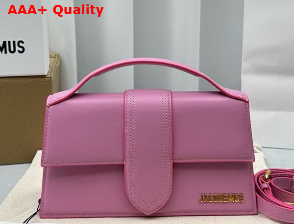 Jacquemus Le Grand Bambino Les Classiques Crossbody Flap Bag in Neon Pink Smooth Leather Replica