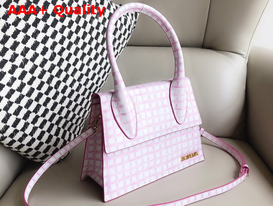 Jacquemus Le Grand Chiquito Bag in Pink Croc Effect Leather Replica