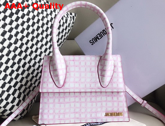 Jacquemus Le Grand Chiquito Bag in Pink Croc Effect Leather Replica