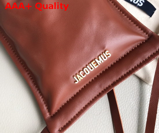 Jacquemus Le Pequeno Drawstring Leather Bag in Brwon Replica