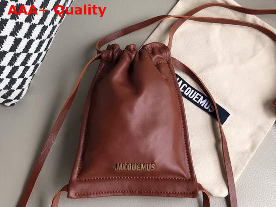 Jacquemus Le Pequeno Drawstring Leather Bag in Brwon Replica