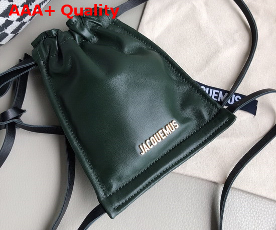 Jacquemus Le Pequeno Drawstring Leather Bag in Green Replica