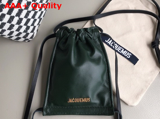 Jacquemus Le Pequeno Drawstring Leather Bag in Green Replica