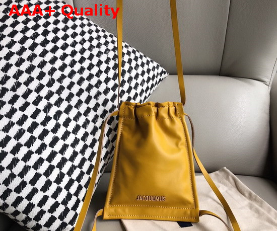 Jacquemus Le Pequeno Drawstring Leather Bag in Yellow Replica