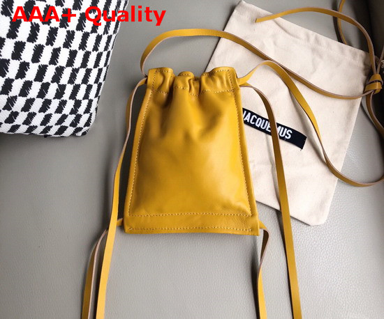 Jacquemus Le Pequeno Drawstring Leather Bag in Yellow Replica