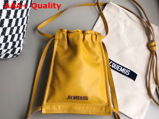 Jacquemus Le Pequeno Drawstring Leather Bag in Yellow Replica