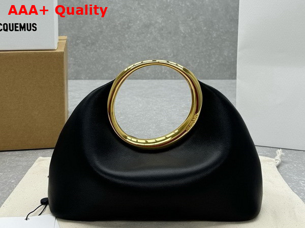 Jacquemus Le Petit Calino Les Sculptures Mini Ring Handbag in Black Nappa Leather Replica