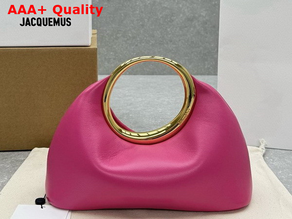 Jacquemus Le Petit Calino Les Sculptures Mini Ring Handbag in Dark Pink Nappa Leather Replica