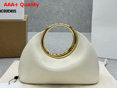 Jacquemus Le Petit Calino Les Sculptures Mini Ring Handbag in Light Ivory Nappa Leather Replica