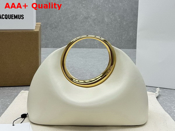 Jacquemus Le Petit Calino Les Sculptures Mini Ring Handbag in Light Ivory Nappa Leather Replica