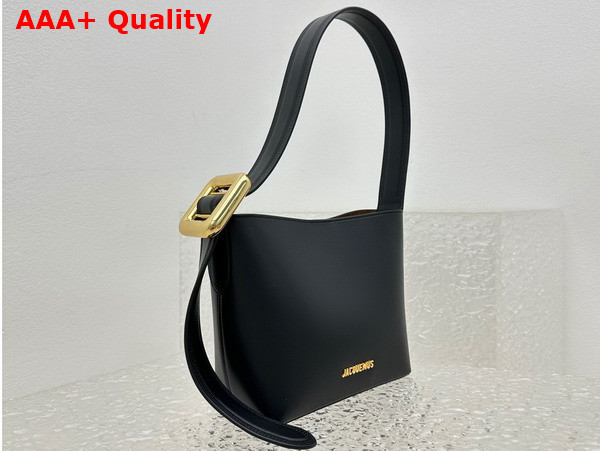 Jacquemus Le Petit Regalo Small Buckled Bucket Bag in Black Smooth Leather Replica