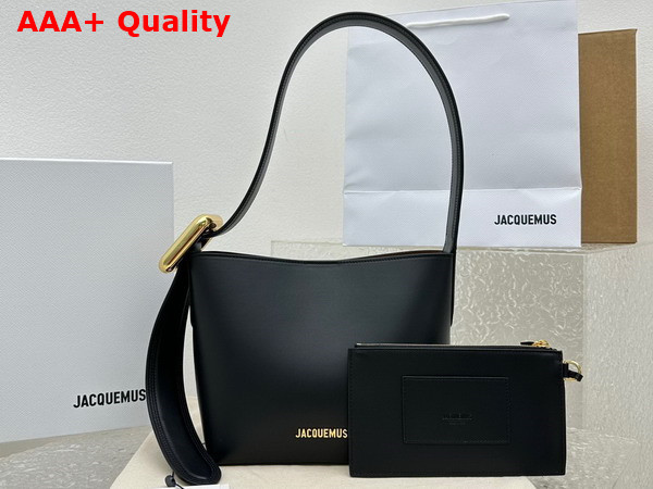 Jacquemus Le Petit Regalo Small Buckled Bucket Bag in Black Smooth Leather Replica