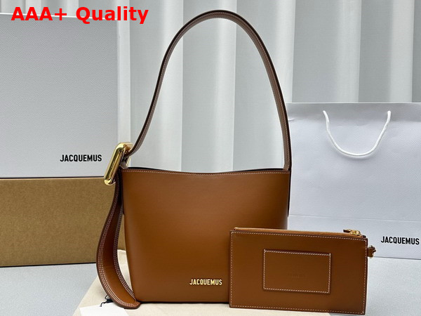 Jacquemus Le Petit Regalo Small Buckled Bucket Bag in Light Brown Smooth Leather Replica