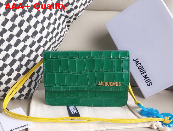 Jacquemus Le Sac Riviera Bag in Green Embossed Croc Effect Leather Replica