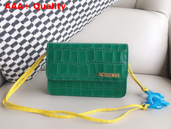 Jacquemus Le Sac Riviera Bag in Green Embossed Croc Effect Leather Replica