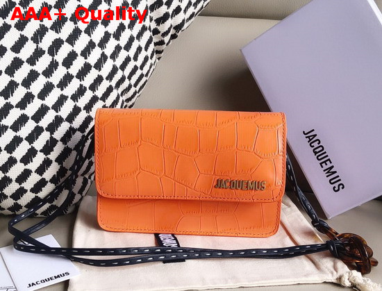 Jacquemus Le Sac Riviera Bag in Orange Embossed Croc Effect Leather Replica