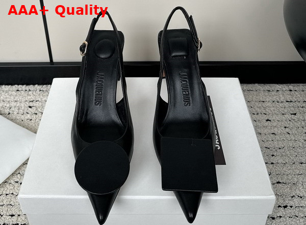 Jacquemus Les Slingbacks Duelo Hautes Black Smooth Leather Sling Backs Replica