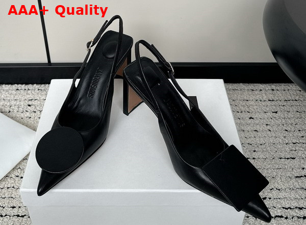 Jacquemus Les Slingbacks Duelo Hautes Black Smooth Leather Sling Backs Replica