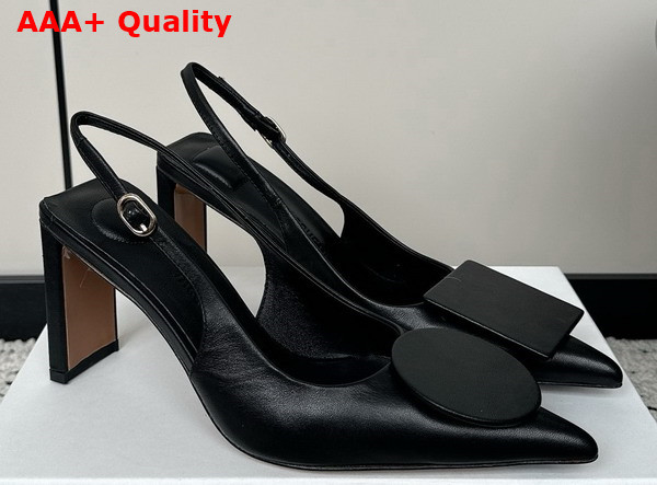 Jacquemus Les Slingbacks Duelo Hautes Black Smooth Leather Sling Backs Replica