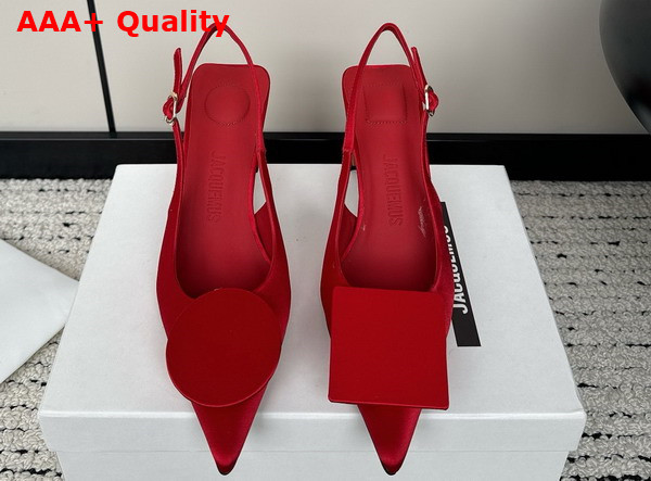 Jacquemus Les Slingbacks Duelo Hautes Red Satin Sling Backs Replica