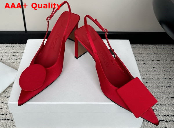 Jacquemus Les Slingbacks Duelo Hautes Red Satin Sling Backs Replica