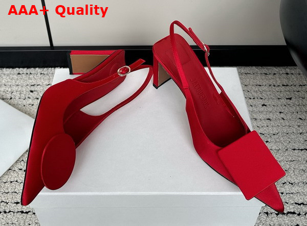 Jacquemus Les Slingbacks Duelo Hautes Red Satin Sling Backs Replica